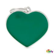 My Family Dog Tag Small Green Heart - Ръчно изработен медальон сърце - адресник за кучета 2.8 см. / 2.5 см. - зелен 4
