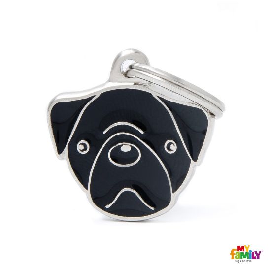 My Family Dog Tag - Ръчно изработен адресник , Pug Dog за кучета 2.7 см/ 2.0 см.