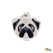 My Family Dog Tag - Ръчно изработен адресник , Pug Dog за кучета 2.7 см/ 2.0 см. 2