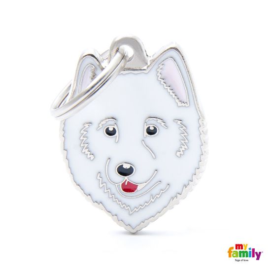 My Family Dog Tag - Ръчно изработен адресник ,Samoyed Dog за кучета 3.2 см/ 2.5 см.