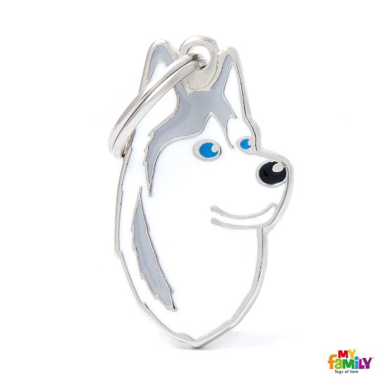 My Family Dog Tag - Ръчно изработен адресник , Siberian Husky Dog за кучета 2.2 см/ 3.7 см.