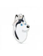 My Family Dog Tag - Ръчно изработен адресник , Siberian Husky Dog за кучета 2.2 см/ 3.7 см. кафяво-бяло 3