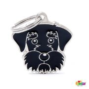 My Family Dog Tag - Ръчно изработен адресник , Schnauzer Dog за кучета 3.0 см/ 2.7 см. сив 1