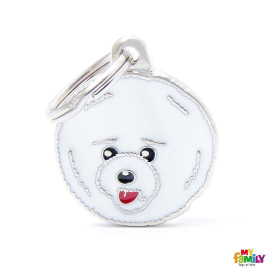 My Family Dog Tag - Ръчно изработен адресник ,Bichon Frise Dog за кучета 2.7 см/ 2.6 см.