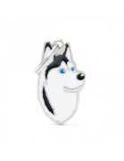 My Family Dog Tag - Ръчно изработен адресник , Siberian Husky Dog за кучета 2.2 см/ 3.7 см. черно-бяло 3