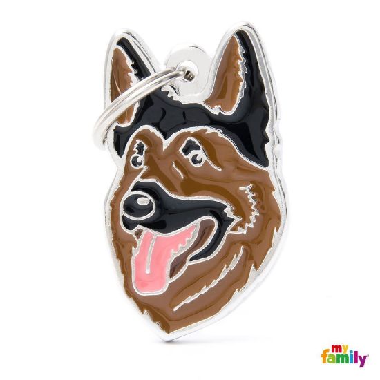 My Family Dog Tag - Ръчно изработен адресник , German Shepherd Dog за кучета 3.8 см/ 2.2 см.- черен