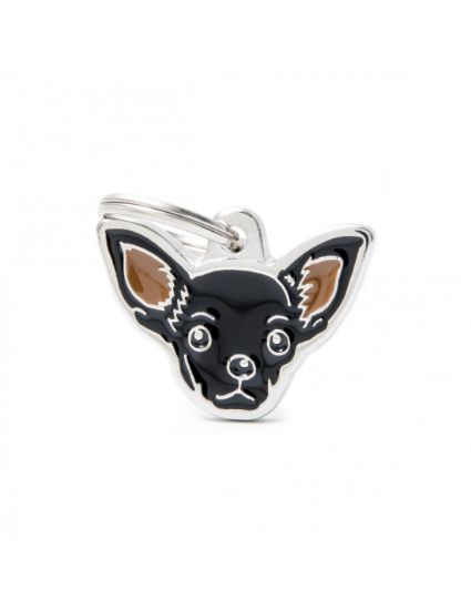 My Family Dog Tag - Ръчно изработен адресник , Chihuahua Dog за кучета 2.5 см/ 2.2 см. кафяв