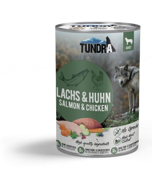 Tundra Dog Salmon Chicken - Премиум консервирана храна за кучета, без зърно, с пилешко и сьомга, 400 гр