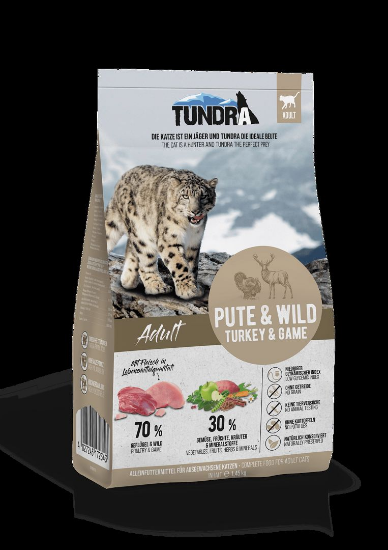 Tundra Cat Dry Adult Turkey and Game - Премиум пълноценна суха храна за израснали котки, без зърно, със пуешко и дивеч 272 гр.