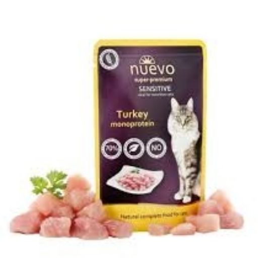 Nuevo Cat Turkey Sensitive - Пауч с пуешко месо, за котки с хранителни и кожни алергии - 85 гр