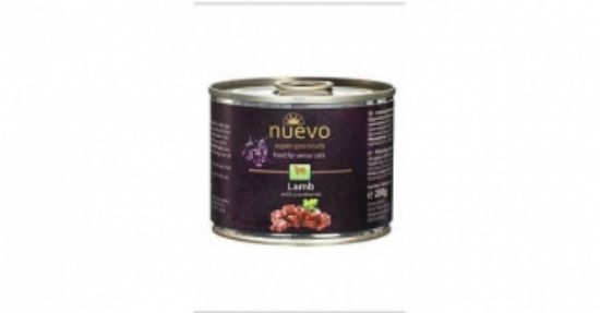 Nuevo Cat Senior Lamb -Консервирана храна с агнешко месо и боровинки за котки над 7 години, 200 гр.