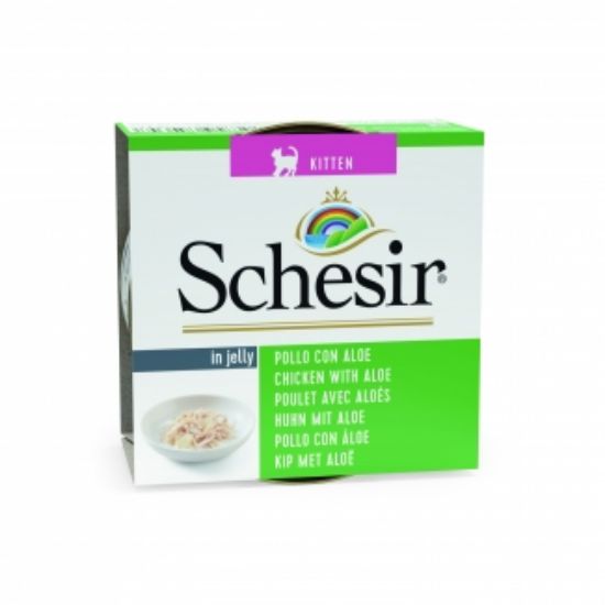 Schesir - Консерва за подрастващи котки с пилешко месо с алое в желе, 85 гр.