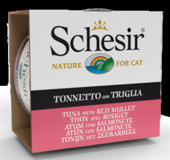 Schesir Cat Tuna with Red Mullet - Консерва за израснали котки с риба тон и барбун в желе 85 гр.