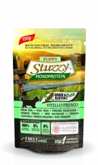 Stuzzy Monoprotein Grain&amp; Gluten Free Puppy Fresh Veal -Пауч за подрастващи кученца с телешко месо, 150 гр