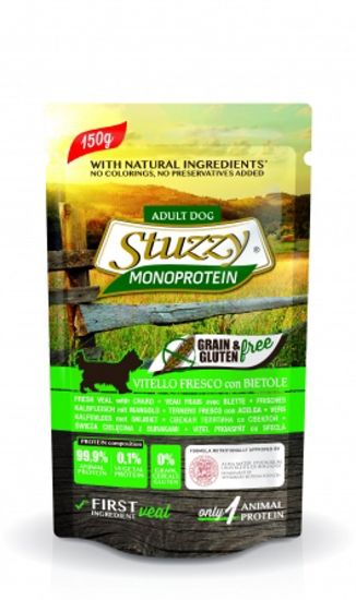 Stuzzy Monoprotein Grain&amp; Gluten Free Fresh Veal With Chard - Пауч за израснали кучета с телешко и цвекло, 150 гр