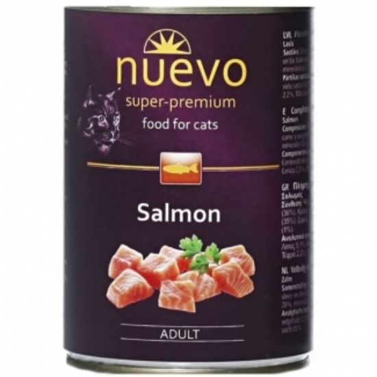 Nuevo Cat Salmon -Консервирана храна с месо от сьомга за израснали котки, 400 гр.