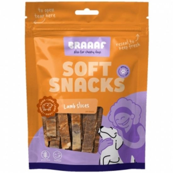 Braaf - Лакомство за кучета, вкусни ленти от агне и риба, 85 гр
