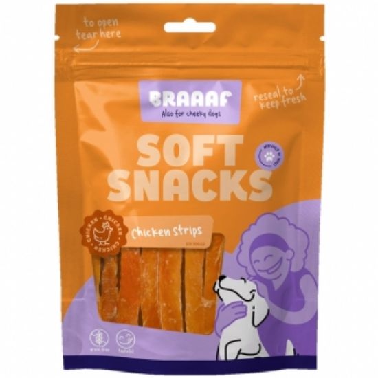Braаaf - Меки лакомства за кучета, вкусни филе от пилешко месо, 85 гр