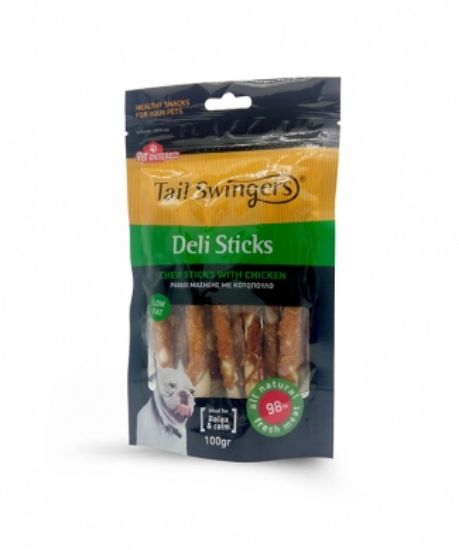 Pet Interest Chewsticks with chicken - Лакомство за кучета, вкусни пръчици волска кожа увити с пилешко месо, 100 гр