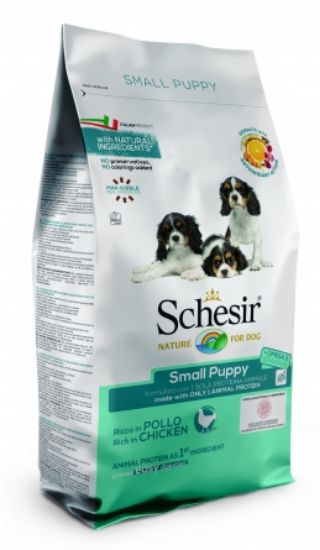 Schesir MINI Puppy Monoprotein - Пълноценна суха храна за подрастващи кучета от малки и мини породи с пилешко месо, 800 гр.