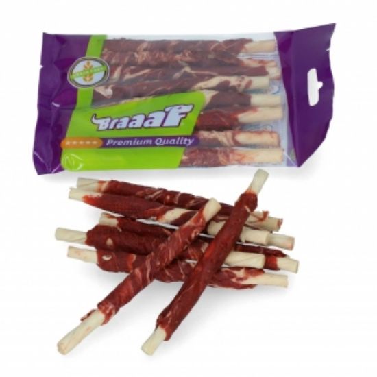 Braaaf Twisted sticks with beef and fish - Вкусни усукани солети за кучета с телешко месо и риба, 280 гр