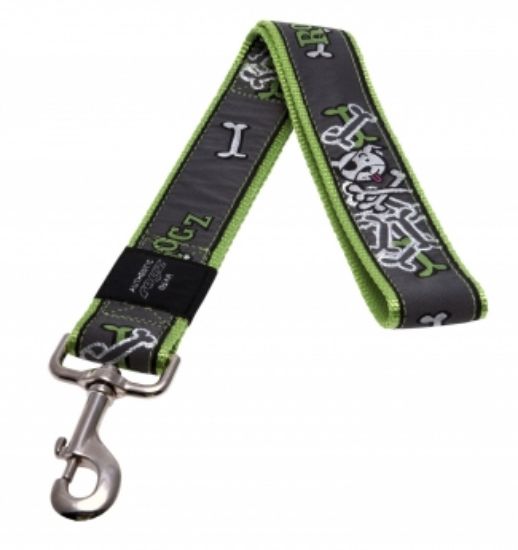 Rogz Lime Bone XXL - Повод за кучета ,кокалчета 40мм / 50 см. зелено черен