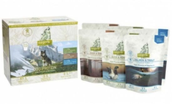 Isegrim Adult - Мултипак паучове за израснали кучета, дуо протеин, 2 x патица и сърца, 2 х елен и дивеч, 2 х сьомга и пъстърва по 410 гр