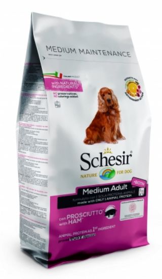 Schesir Medium Adult - Пълноценна суха храна за израснали кучета от средни породи с прошуто, 3 кг.