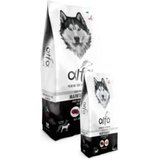 Alfa Dog Food Beef and Lamb - Пълноценна суха храна за израснали кучета от всички породи с агнешко и говеждо месо, 20 кг.