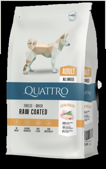 Quattro Adult Poultry All Breed -Пълноценна суха храна за израснали кучета от всички породи с птиче месо 12 кг.
