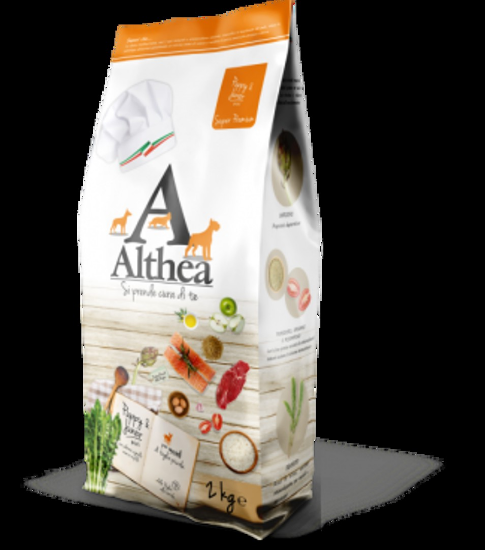 Althea Puppy Large - Балансирана суха храна за подрастващи кучета от големи породи с пилешко, телешко, агнешко и сьомга, 14 кг.