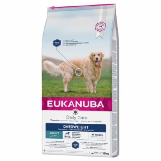 Eukanuba Care Overweight Sterilized Dogs - Пълноценна суха храна за кастрирани израснали кучета с пилешко месо, 12 кг.