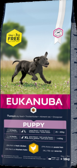 Eukanuba Puppy Large Breed - Пълноценна суха храна за подрастващи кучета от големи породи с пилешко месо, 15 кг.