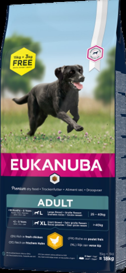 Eukanuba Large Adult - Пълноценна суха храна за израснали кучета от големи и едри породи с пилешко и пуешко месо, 15 кг.