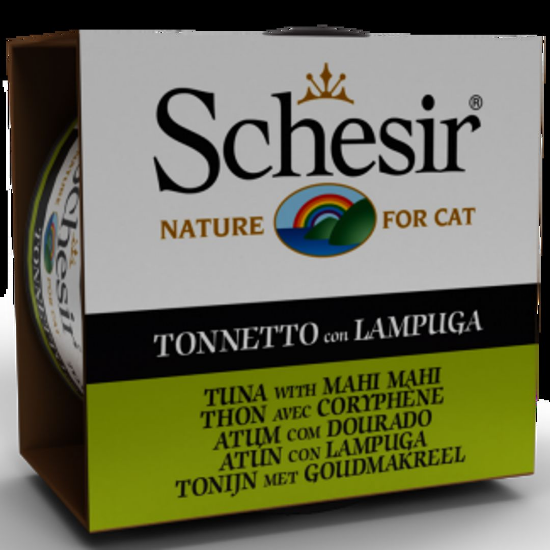 Schesir Tuna With Mahi -Консервирана храна за израснали котки с риба тон и махи махи в желе, 85 гр.