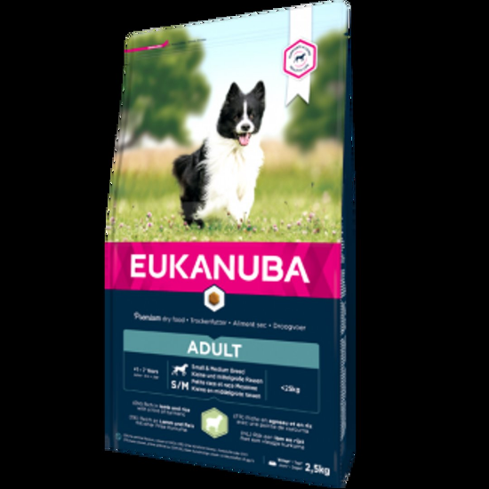 Eukanuba Adult Small and Medium Lamb and Rice - Пълноценна суха храна за израснали кучета от малки и средни породи с агнешко и ориз, 2.5 кг.