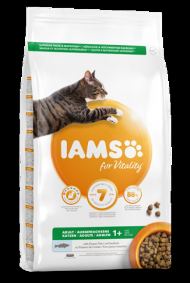 IAMS for Vitality Cat Adult - Пълноценна суха храна за израснали котки с океанска риба, 10 кг.