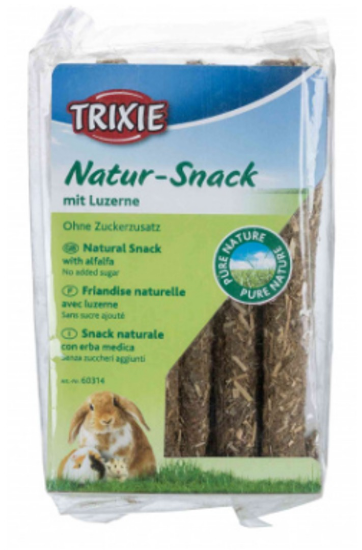 Trixie Natur Snack - Натурални пръчици от върба с люцерна за зайци и други гризачи, 70гр. 12,5 см.