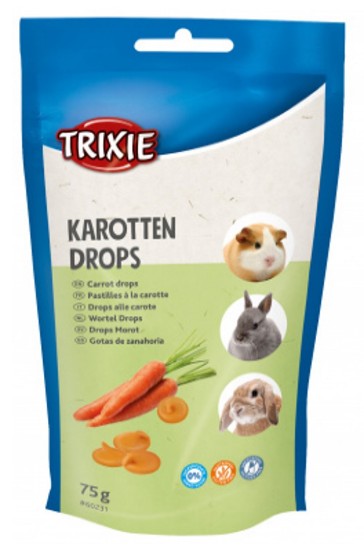 Trixie Carrot Drops Small Animals - Вкусно лакомство за гризачи - с моркови и витамини, 75 гр.