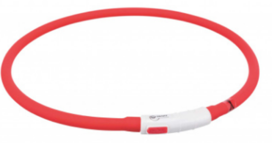 Trixie - Светещ нашийник за кучета с USB кабел за зареждане, до 70 см. червен