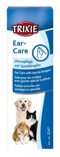 Trixie Ear-Care – Почистващ и поддържащ разтвор за уши за кучета, котки и малки животни – 50 мл