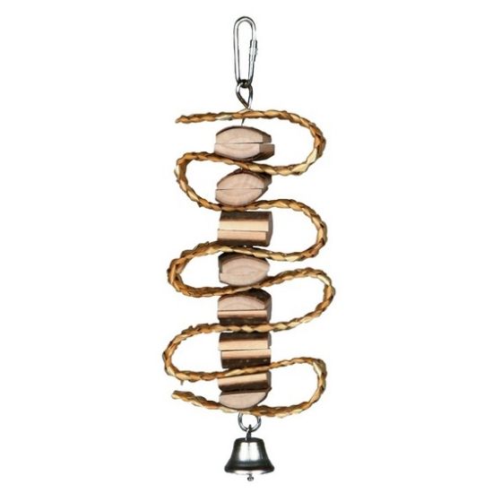 Trixie Wooden Ring with rope - Въже с дървени висулки за папагали 21 см