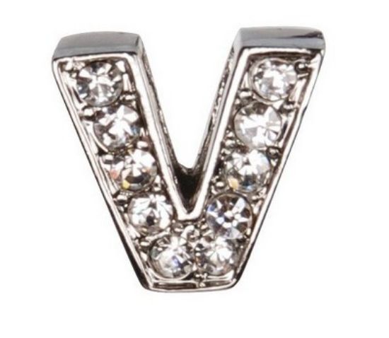 Camon - Декоративна буква V - с брилянти за поводи и нашийници - 2 см.