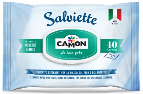 Camon Muschio BIanco - Мокри кърпи за котки и кучета, 40 броя