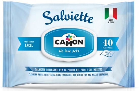 Camon Cleaning wipes Excel - мокри кърпички с алое вера за кучета и котки 40 броя