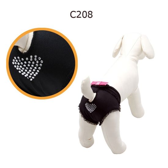 Camon Microfiber Dog Pants with Bow - бански/ хигиенни гащи за разгонени женски кучета, микрофибър розови 26 см.- Черен