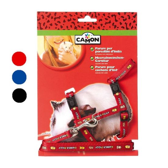 Camon Guinea pig - повод с нагръдник за морско свинче / син, черен, червен 10х1200мм
