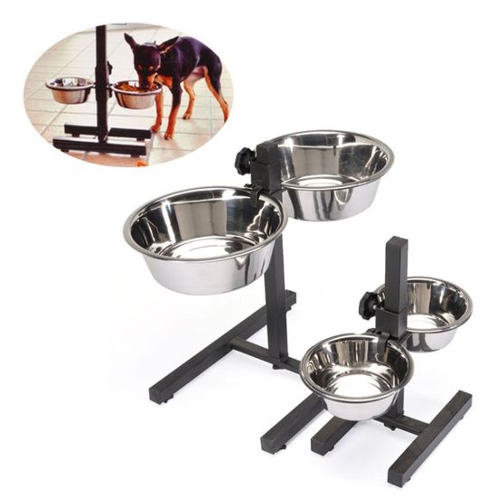 Camon Bowl stand with two steel bowls - регулируема стойка с две метални купи 900 мл.
