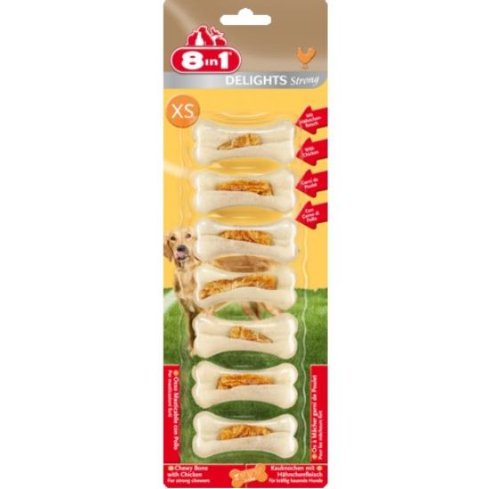 8in1 Delights Strong XS - малки деликатесни кокалчета за кучета до 10 кг