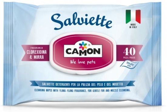 Camon Myrrh and chlorhexidine wipes - Кърпички със смирна и хлорхексидин за кучета и котки 40 броя